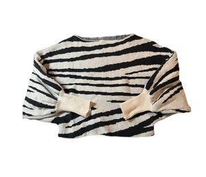 Shein Zebra Print Oversized Sweater Batwing Knit Womens L